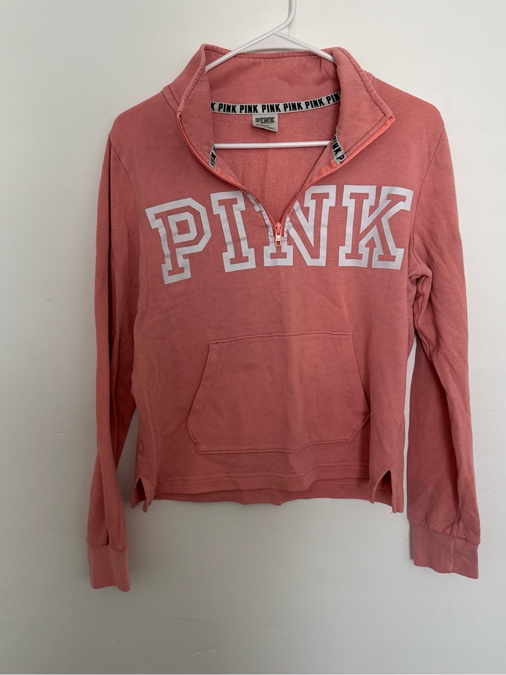 Victoria's Secret PINK Coral Half-Zip Pullover Sweatshirt